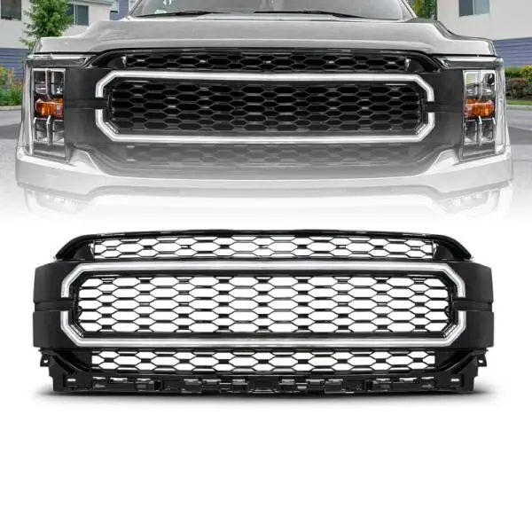 ANZO 21-23 Ford F150 Black Housing Full LED Light Tube Front Grille thumbnail 2