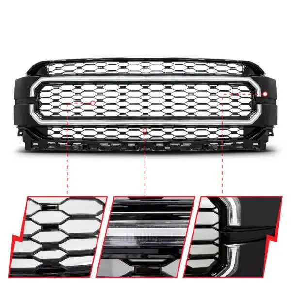 ANZO 21-23 Ford F150 Black Housing Full LED Light Tube Front Grille thumbnail 3
