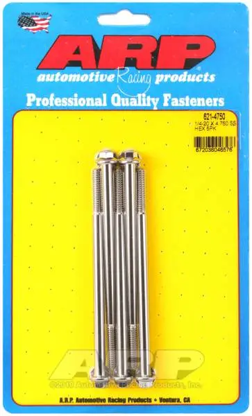 ARP 1/4-20 x 4.750 hex SS bolts