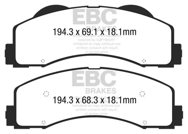 EBC 15+ Ford F150 2.7 Twin Turbo (2WD) Extra Duty Front Brake Pads image 2