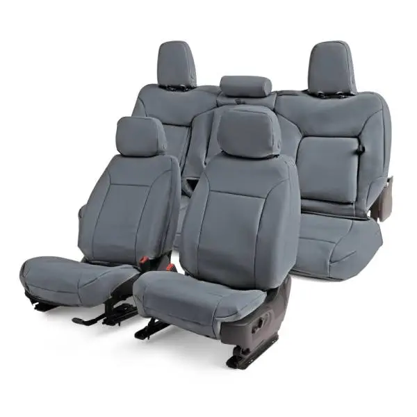 Covercraft 19-21 Chevrolet Silverado/ Leatherette PrecisionFitFront Row Seat Covers - Med Grey image 5