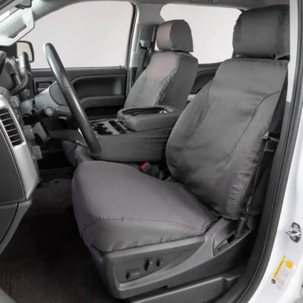 Covercraft 10-13 Chevrolet Express Polycotton SeatSaver Custom Front Row Seat Covers - Grey image 9