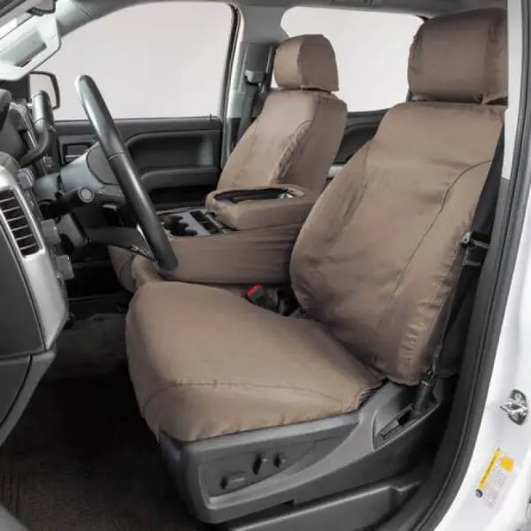 Covercraft 03-06 Chevrolet Silverado Polycotton SeatSaver Custom Front Row Seat Covers - Taupe image 9