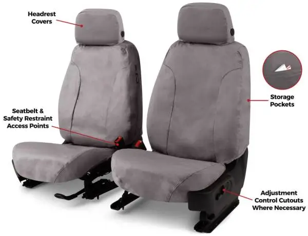 Covercraft 19-24 Chevrolet Silverado Polycotton SeatSaver Custom Second Row Seat Covers - Misty Grey thumbnail 3