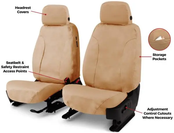 Covercraft 19-24 Chevrolet Silverado Polycotton SeatSaver Custom Second Row Seat Covers - Tan thumbnail 3