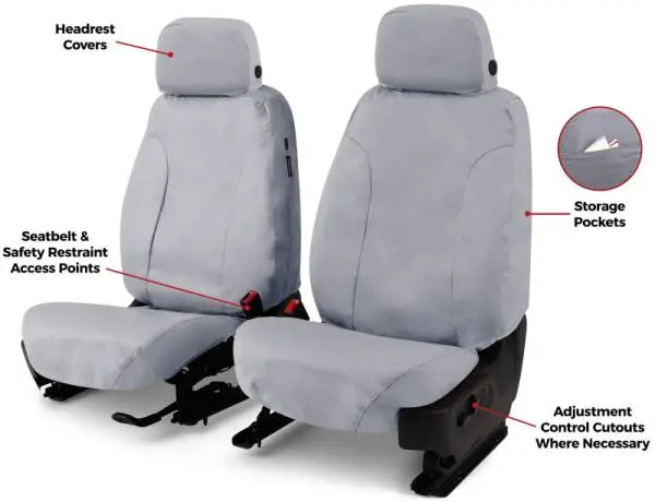 Covercraft 21-23 Chevrolet Tahoe Polycotton SeatSaver Custom Second Row Seat Covers - Grey thumbnail 4