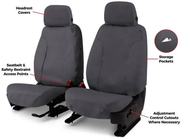 Covercraft 21-23 Cadillac Escalade Polycotton SeatSaver Custom Second Row Seat Covers - Charcoal thumbnail 4