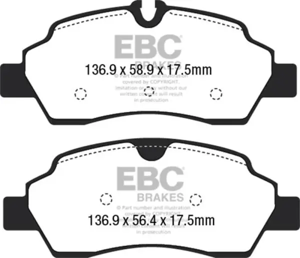 EBC 15+ Ford Transit 2.2 TD Ultimax2 Rear Brake Pads image 2