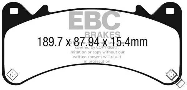 EBC 2015+ Chevrolet Tahoe 2WD (6 Piston Brembo) Ultimax2 Front Brake Pads image 2