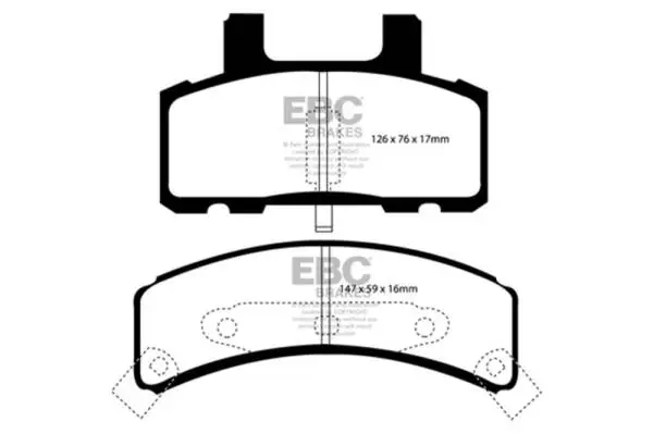 EBC 97-99 Cadillac Deville 4.6 (Rear Drums) Ultimax2 Front Brake Pads image 2