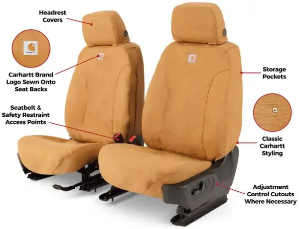 Covercraft 14-21 Dodge Ram Carhartt SeatSaver Custom Front Row Seat Covers - Brown thumbnail 4
