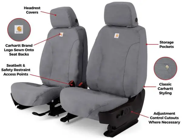 Covercraft 14-21 Dodge Ram Carhartt SeatSaver Custom Front Row Seat Covers - Gravel thumbnail 4