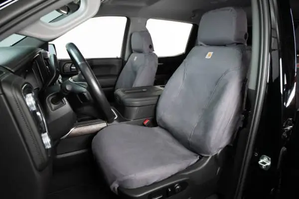 Covercraft 19-24 Chevrolet Silverado Carhartt SeatSaver Custom Front Row Seat Covers - Gravel