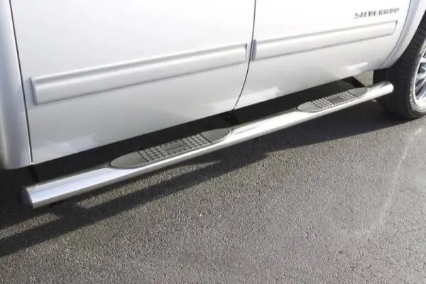 Lund 2019 Chevy Silverado 1500 Double Cab 4In Oval Straight SS Nerf Bars - Polished Stainless thumbnail 3