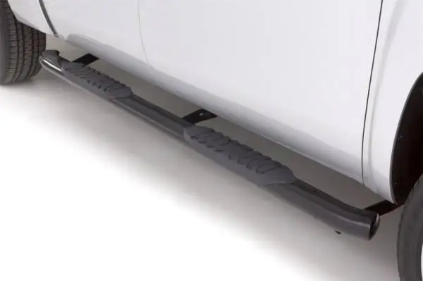 Lund 99-17 Chevy Silverado 1500 Std. Cab (Body Mount) 5in. Oval Curved Steel Nerf Bars - Black thumbnail 3