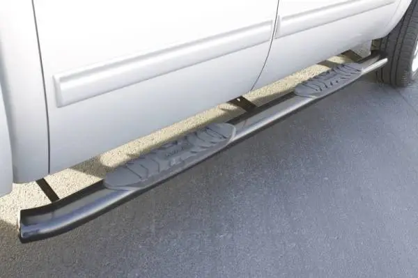 Lund 01-13 Chevy Silverado 1500 Crew Cab 5in. Oval Curved Steel Nerf Bars - Black thumbnail 3