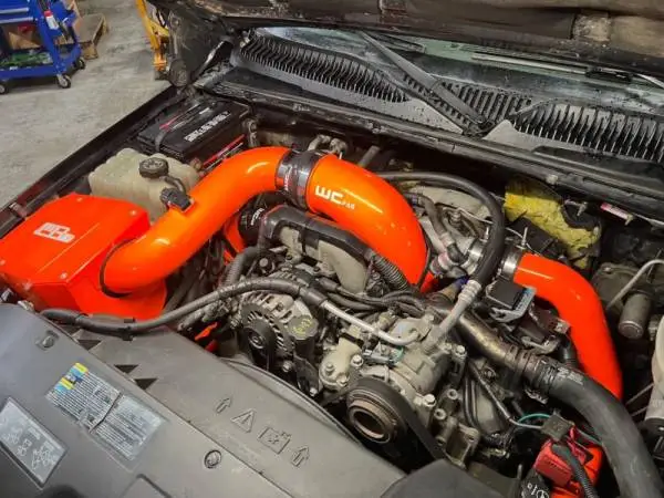 Wehrli 04.5-05 Duramax LLY 4in Stage 2 Intake Kit - Sparkle Bomber Orange image 4