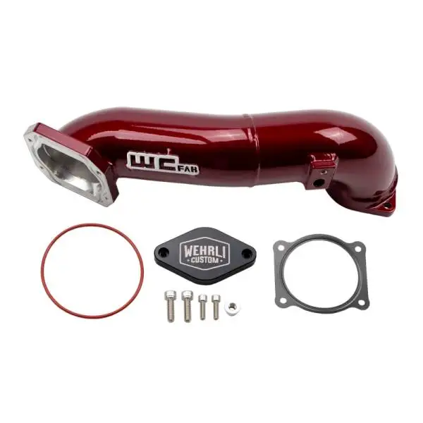 Wehrli 11-16 LML Duramax Passenger Side Upper Crossover Intercooler Pipe Kit - WCFab Red image 2