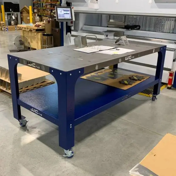 Wehrli Modular Steel Work Bench Leg Kit, 34in. Tall x .120in. Thick, Blueberry Frost image 3