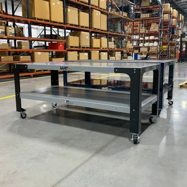 Wehrli Modular Steel Work Bench Leg Kit 40in Tall x .120in Thick - Flat Black image 5