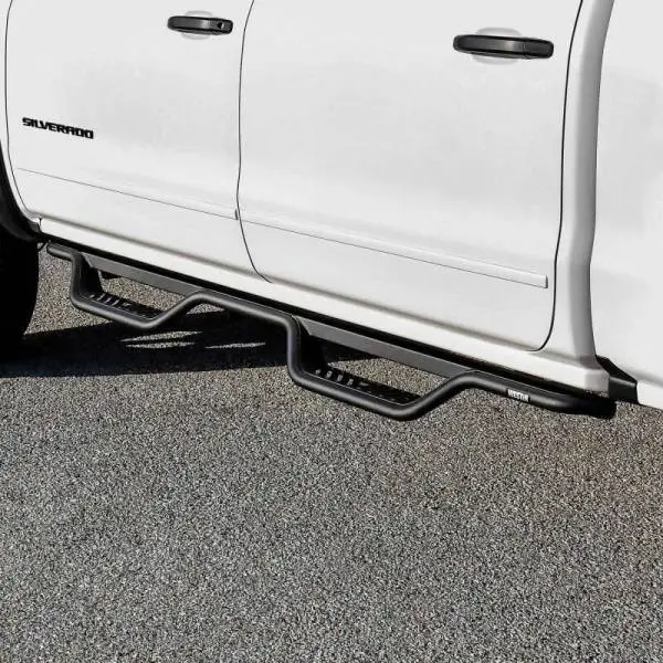 Westin 14-18 Chevrolet Silverado/GMC Sierra Crew Cab Outlaw Nerf Step Bars (Excl. Diesel) -Text. Blk image 6