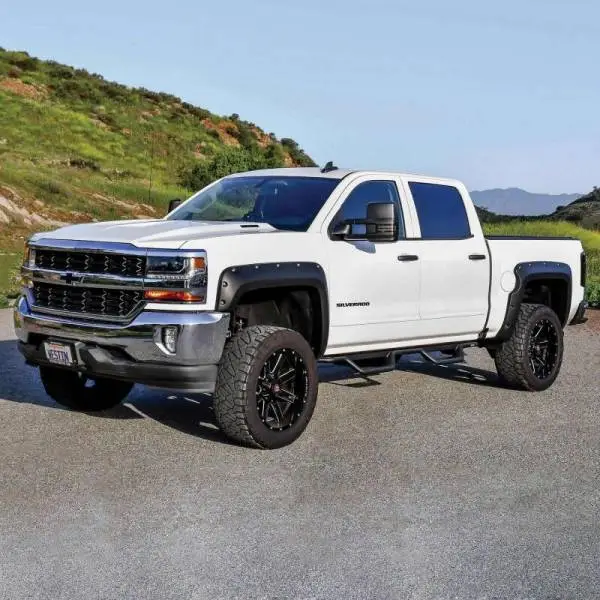 Westin 14-18 Chevrolet Silverado/GMC Sierra Crew Cab Outlaw Nerf Step Bars (Excl. Diesel) -Text. Blk image 7