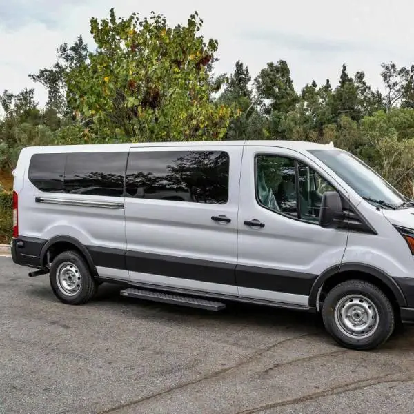 Westin Ford Transit Van 150/250/350 (Single 54in Pass Door) Grate Steps Running Boards - Tex. Blk thumbnail 4
