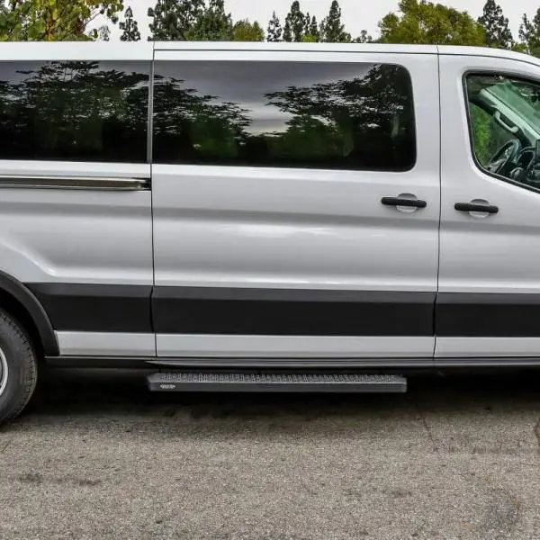 Westin Ford Transit Van 150/250/350 (Single 54in Pass Door) Grate Steps Running Boards - Tex. Blk thumbnail 5