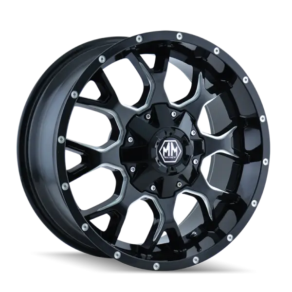 Mayhem 8015 Warrior 20x10 / 8x165.1 BP / -25mm Offset / 130.8mm Hub Gloss Black Milled Wheel