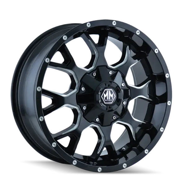 Mayhem 8015 Warrior 20x9 / 6x135 BP / 18mm Offset / 106mm Hub Black w/ Milled Spokes Wheel