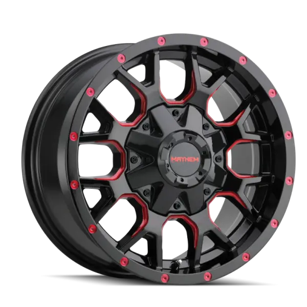 Mayhem 8015 Warrior 17x9 / 5x127 BP / -12mm Offset / 87mm Hub Black w/ Prism Red Wheel