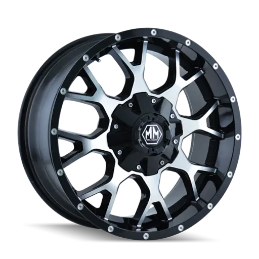 Mayhem 8015 Warrior 17x9 / 5x114.3 BP / 18mm Offset / 87mm Hub Black/Machined Face Wheel
