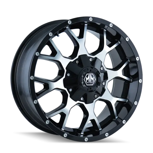 Mayhem 8015 Warrior 17x9 / 8x165.1 BP / 18mm Offset / 130.8mm Hub Gloss Black Machined Wheel