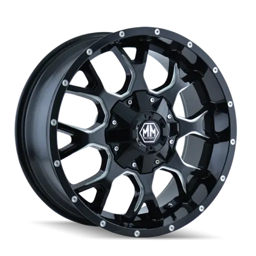 Mayhem 8015 Warrior 17x9 / 6x114.3 BP / 18mm Offset / 78.3mm Hub Black w/ Milled Spokes Wheel