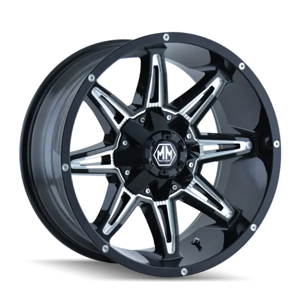 Mayhem 8090 Rampage 20x9 / 8x180 BP / 18mm Offset / 124.1mm Hub Black w/ Milled Spokes Wheel