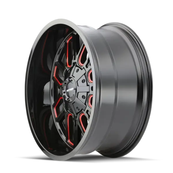 Mayhem 8107 Cogent 22x10 / 8x165.1 BP / -19mm Offset / 130.8mm Hub Black w/ Prism Red Wheel image 2