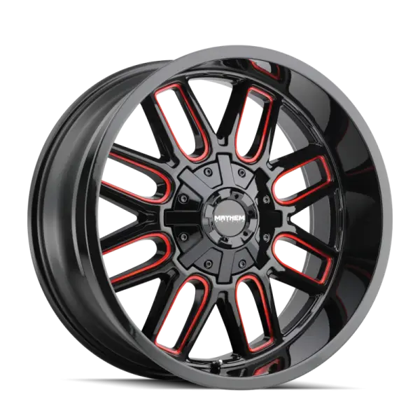 Mayhem 8107 Cogent 18x9 / 5x127 BP / 0mm Offset / 87.1mm Hub Black w/ Prism Red Wheel