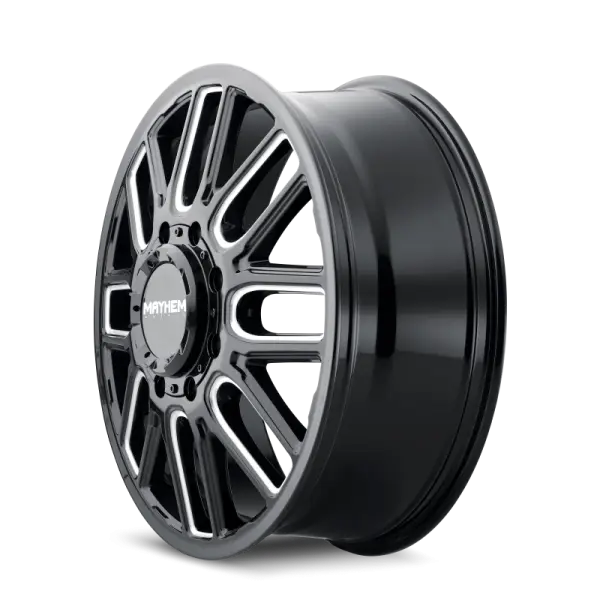 Mayhem 8107D Cogent Dually 22x8.25 / 8x200 BP / 115mm Offset / 142mm Hub Black w/Milled Spokes Wheel image 2