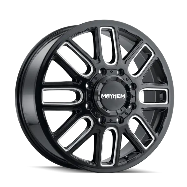 Mayhem 8107D Cogent Dually 20x8.25/8x165.1 BP/115mm Offset/121.3mm Hub Black w/ Milled Spokes Wheel