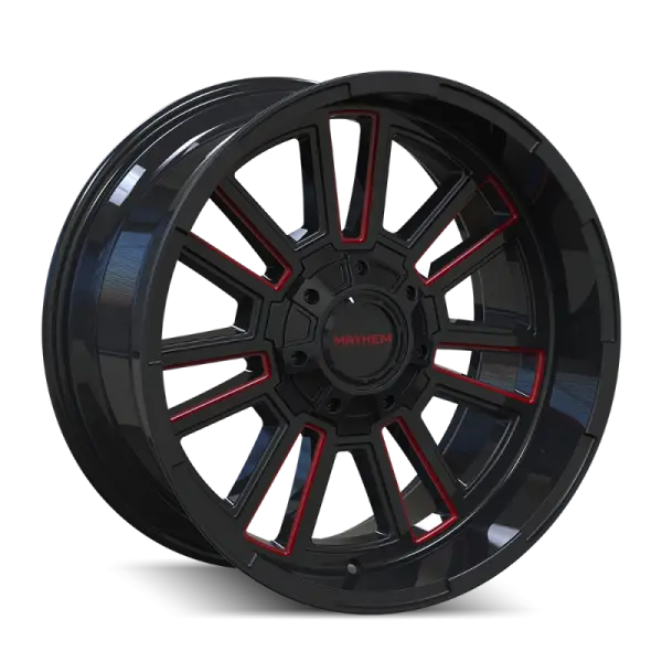 Mayhem 8115 Apollo 20x10 / 8x165.1 BP / -19mm Offset / 125.2mm Hub Black w/ Prism Red Wheel image 3