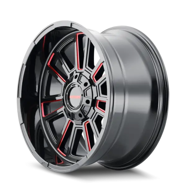 Mayhem 8115 Apollo 20x9 / 8x165.1 BP / 18mm Offset / 125.2mm Hub Black w/ Prism Red Wheel image 2