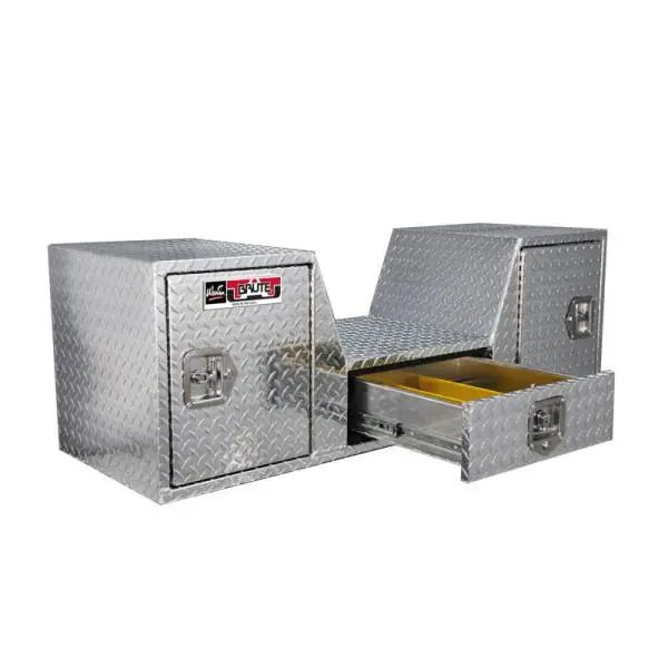 Westin/Brute V Shape Goose Neck 5th Wheel 57in Tailgate Box 1 Drawer/2 Swing Doors - Aluminum image 2