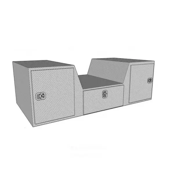 Westin/Brute V Shape Goose Neck 5th Wheel 57in Tailgate Box 1 Drawer/2 Swing Doors - Aluminum image 3