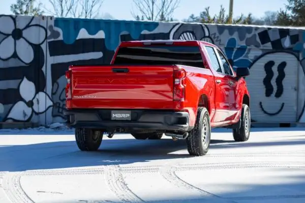 MBRP 19-24 GM 1500 Silverado/Sierra 2.7L Blk-Coated Alum. Steel 3in Cat-Back Single Side 4in Blk Tip thumbnail 4