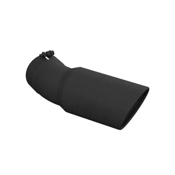 MBRP Universal Tip 6in OD 5in Inlet 15.5in Length 30 Deg Bend Angled Rolled End Black thumbnail 2