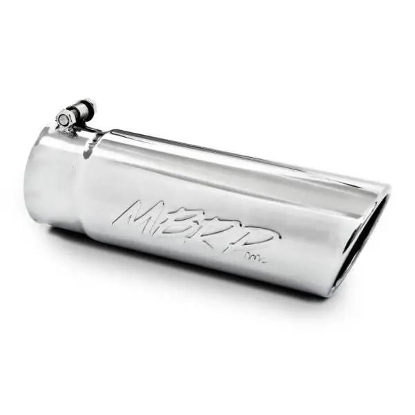 MBRP Universal Tip 6in OD 5in Inlet 15.5in Length 30 Deg Bend Angled Rolled End Black thumbnail 4