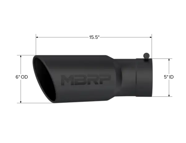 MBRP Universal Tip 6in OD 5in Inlet 15.5in Length 30 Deg Bend Angled Rolled End Black thumbnail 5