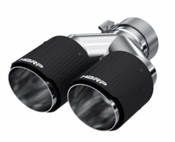 MBRP 3in ID / Dual 4in OD Out Staggered L 9.87in / R 9.37in Dual Wall Carbon Fiber Univ Exhaust Tip thumbnail 5