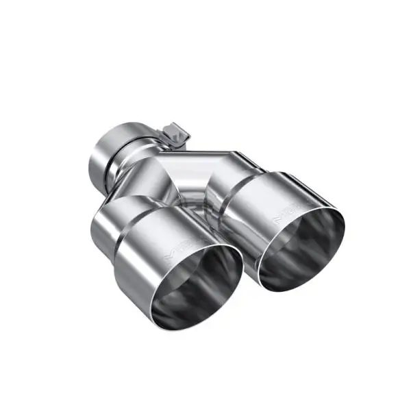 MBRP 3in ID / Dual 4in OD Out Staggered L 9.37in / R 9.87in Single Wall T304 SS Univ Exhaust Tip thumbnail 2