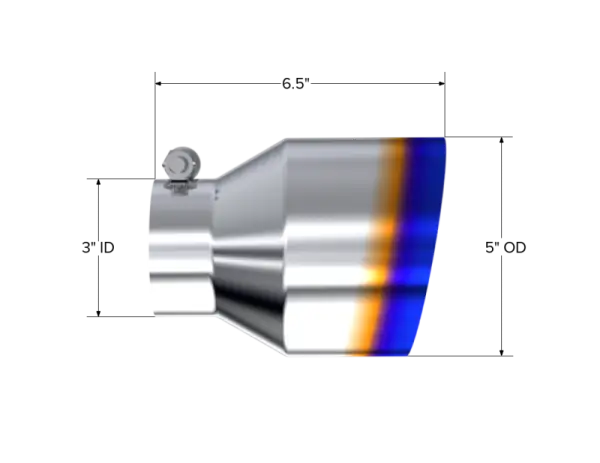 MBRP T304 Stainless Steel Burnt End Angle Cut Exhaust Tip - 3in. ID / 5in. OD / 6.5in. Length thumbnail 2